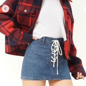 Lace Up Denim Mini Skirt